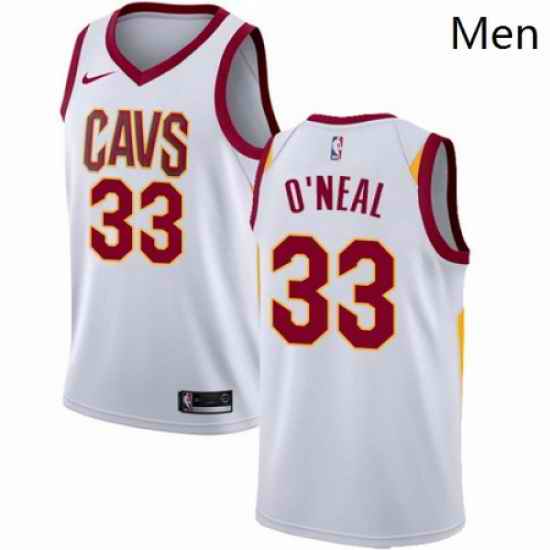 Mens Nike Cleveland Cavaliers 33 Shaquille ONeal Swingman White Home NBA Jersey Association Edition